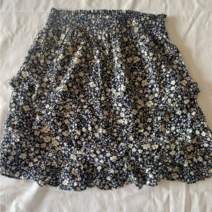 blue floral abound skirt
